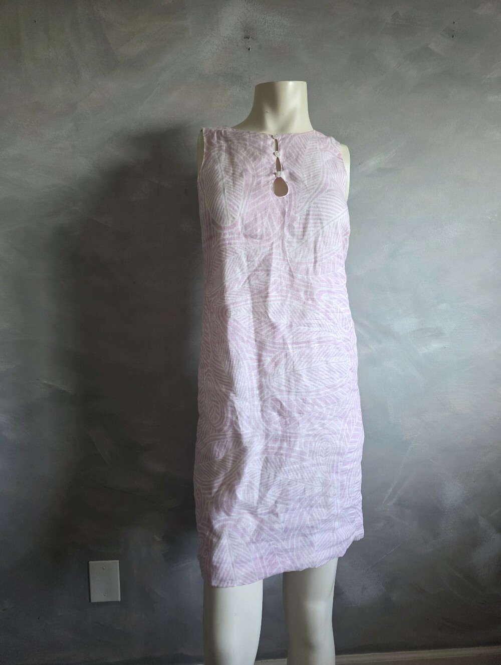Island Company Pink White Linen Dress Castaway Shift Sleeveless Southern Preppy